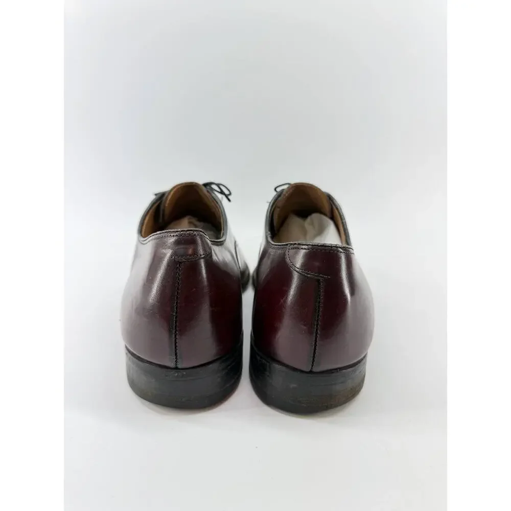 Men’s Burgundy Leather Cap Toe Oxford Dress Shoes Size 6 Made in Italy